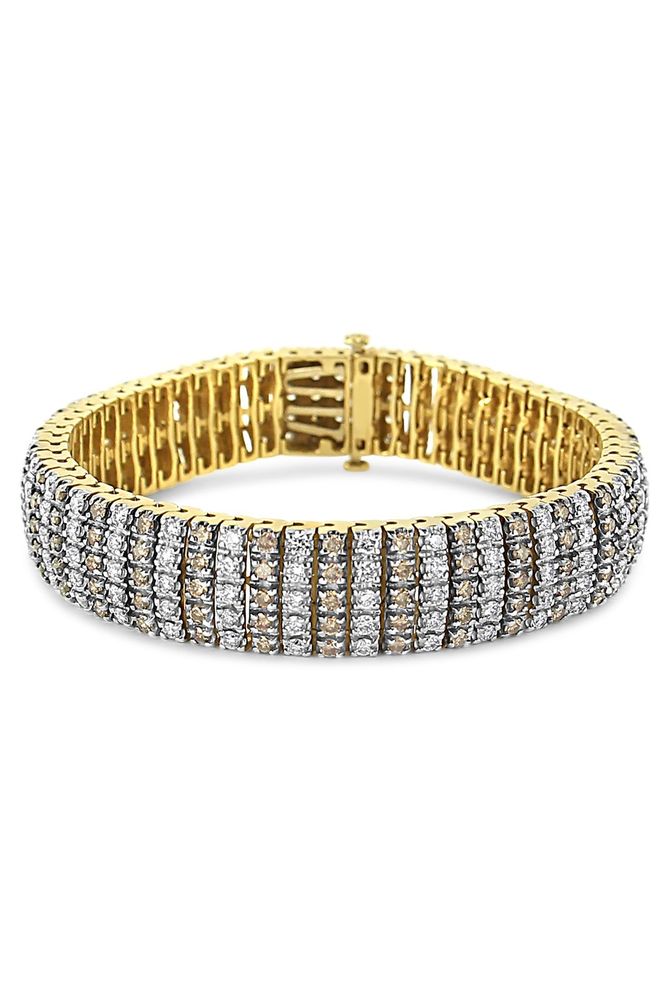 10 1/3 Cttw Alternating Coco Color and White Diamond 5 Row Tennis Bracelet